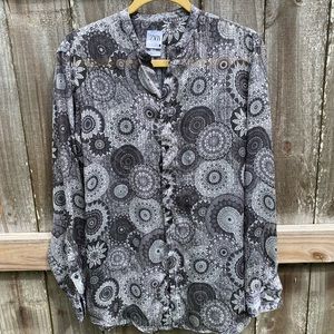 Zara Paisley Womens Blouse Mandarin Collar